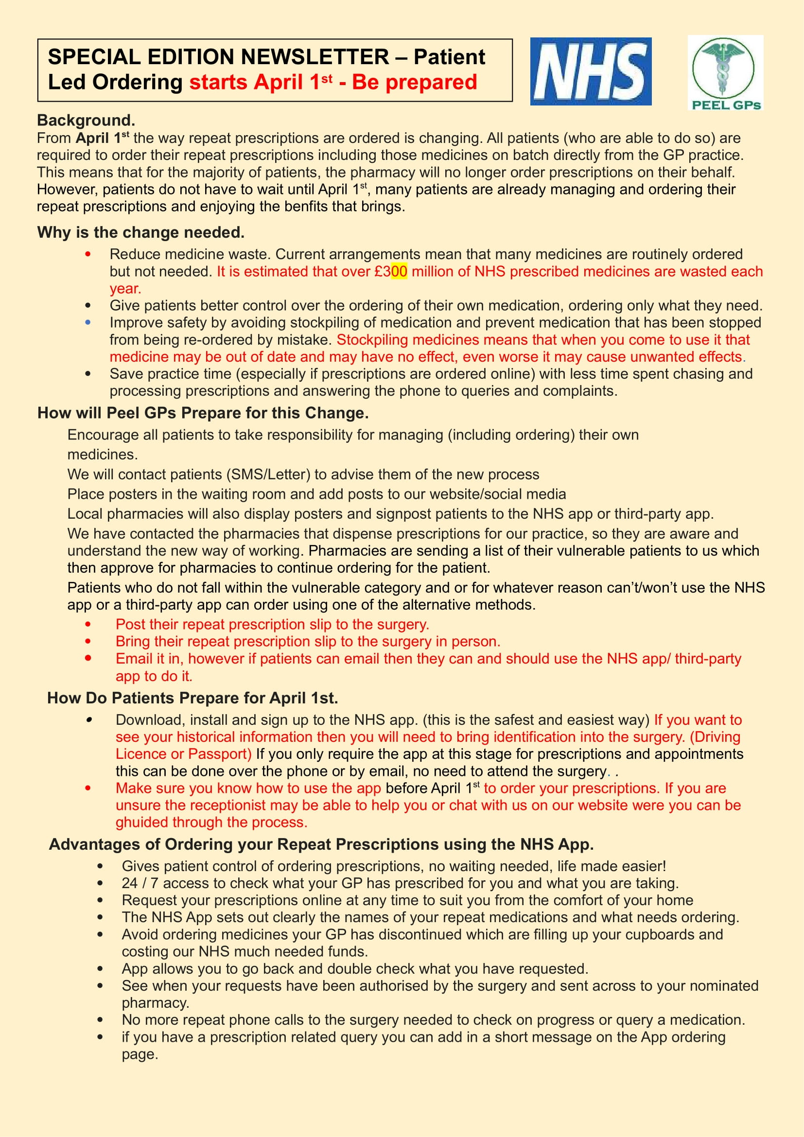 Special Edition Newsletter - Patient Led Ordering